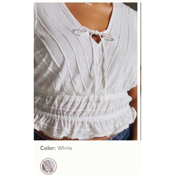 Anthropologie Flounced-Sleeve Cropped Blouse - Picture 5 of 6